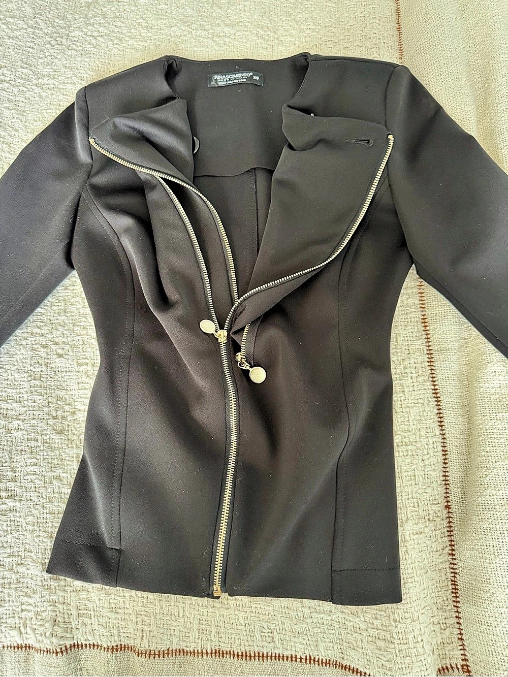 Rinascimento Black Zip Front Jacket Size XS